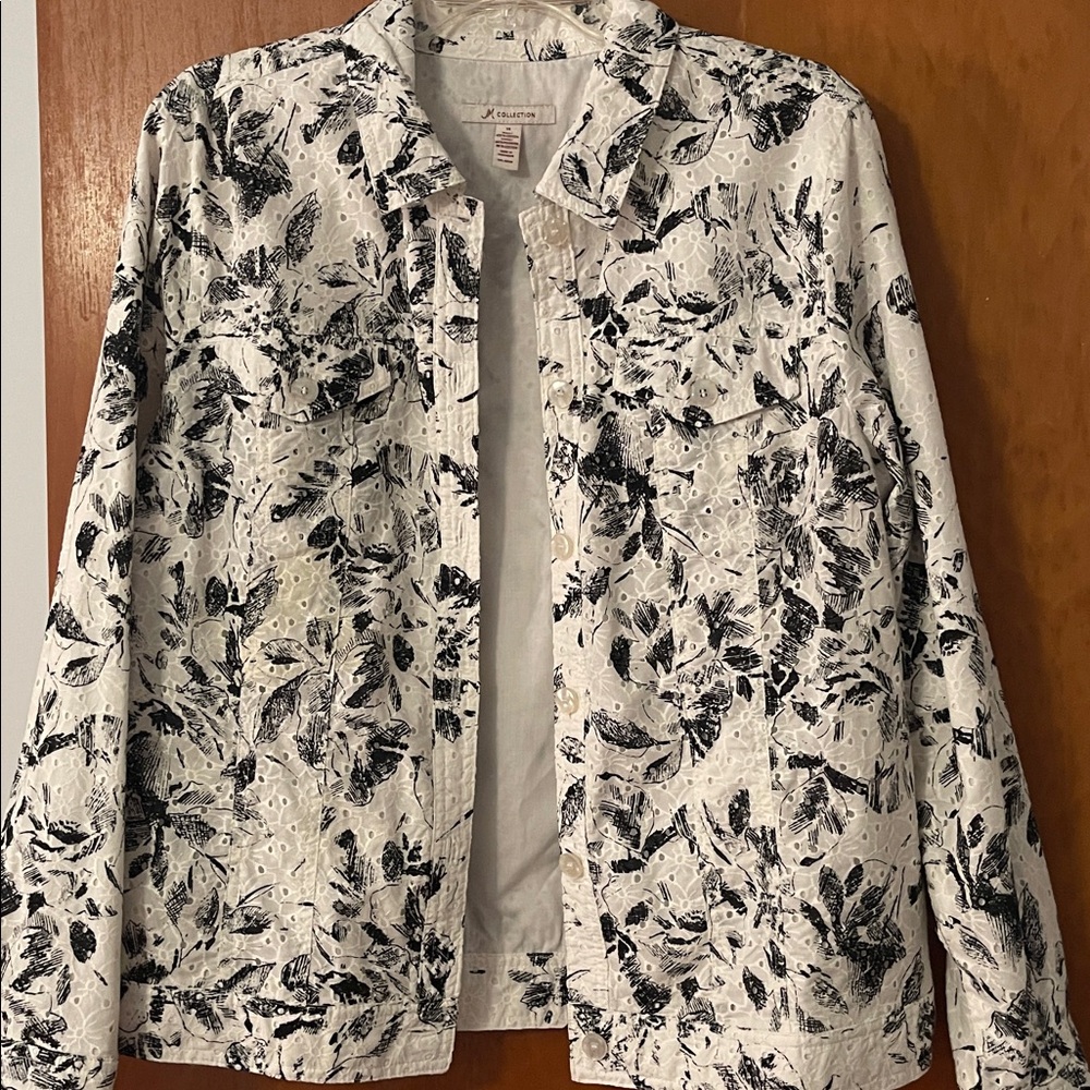 M Collection-black and white 100% cotton jacket New with Tags size 14